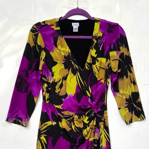 Caché Faux Wrap Floral Dress Size Large - Picture 2 of 8